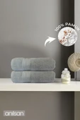 2'li Boncuk Gri El Havlusu - 50x90 Cm, 225 Gr, %100 Pamuk, Spa Ve Otel Havlusu, Günlük Kullanıma Uygun thumbnail 1
