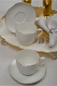 Farika Porselen Şems 4 Parça 2 Kişilik Altın Yaldız Porselen Çay Fincan Takımı - 2