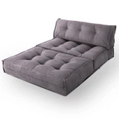 Mocca Fitilli Kadife Çift Kişilik Katlanır Yatak Katlanır Koltuk Gri Çift - 3