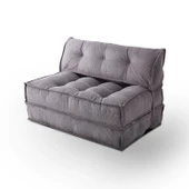 Mocca Fitilli Kadife Çift Kişilik Katlanır Yatak Katlanır Koltuk Gri Çift - 2