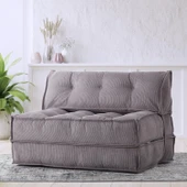 Mocca Fitilli Kadife Çift Kişilik Katlanır Yatak Katlanır Koltuk Gri Çift - 1