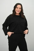 Kadın Büyük Beden Taş Baskılı Truvakar Kol İki İplik Eşofman Takımı 8172-25 - 7