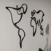 Dekoratif Ev Ofis İçin Siyah Metal Dünya Haritası Duvar Tablosu Büyük Boy m10 - 3