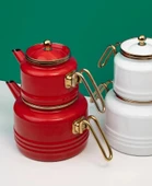 MissBetty Linea Troy Emaye Çaydanlık Takımı Kırmızı - 3