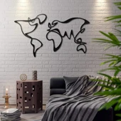 Dekoratif Ev Ofis İçin Siyah Metal Dünya Haritası Duvar Tablosu Büyük Boy m10 - 7