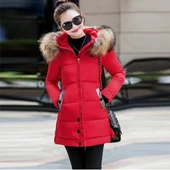 Kürk Yaka Orta Boy Şişme Kadın Mont thumbnail 1