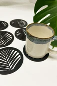 Yaprak Desenli Ahşap MDF Bardak Altlığı (6'lı Set) - 1