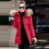 Kürk Yaka Orta Boy Şişme Kadın Mont thumbnail 2