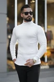Erkek Beyaz Boğazlı Triko Kazak - 1