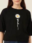 Baskılı T-shirt - Siyah - 4