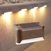 BUFFER® Solar Güneş Enerjili Şarj Edilen Köşebent Merdiven Veranda Bahçe Yolu Led Lamba Işık 4 Adet thumbnail 3
