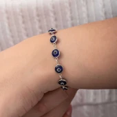 Gümüş Yuvarlak Nazar Kadın Bileklik - 4