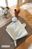 Tekli %100 Pamuk Kumaş Peçete Beyaz 50x50 Cm Mutfak Bezi Sofra Sunum Servis Peçetesi - 1