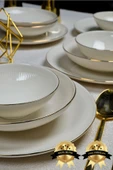 Farika Porselen Fif 18 Parça 6 Kişilik Altın Yaldız Porselen Yemek Takımı - 1