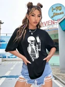 Baskılı T-shirt - Siyah - 1
