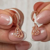 Gümüş Sallantılı Rose Kuğu Kadın Küpe - 1