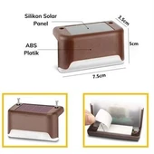 BUFFER® Solar Güneş Enerjili Şarj Edilen Köşebent Merdiven Veranda Bahçe Yolu Led Lamba Işık 4 Adet thumbnail 6