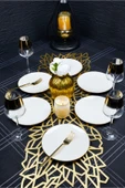 Farika Porselen Şems 6 Parça Altın Yaldız Porselen Pasta Tabağı Seti - 2