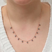 Gümüş Mistik Topaz Taşlı Rose Şans Kadın Kolye - 3