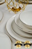 Farika Porselen Fif 24 Parça 6 Kişilik Altın Yaldız  Porselen Yemek Takımı - 1