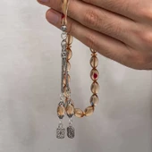 Gümüş Püsküllü Sıkma Kehribar Tesbih - 4