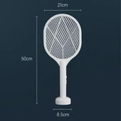 BUFFER® Şarjlı Sinek Öldürücü Masaüstü Standlı,Mor Işık Sinek Kovucu Raket 5w - 5