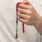 Gümüş Kazaz Püsküllü Sıkma Kehribar Tesbih - 2