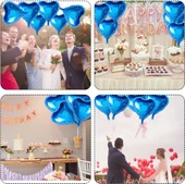 Metalize Parlak Mavi Kalp Şekilli Uçan Balon Folyo 18 inç 45 cm 25 Adet thumbnail 2