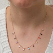 Gümüş Renkli Damla Taşlı Şans Kadın Kolye - 4