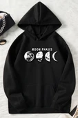 Unisex Moon Phases Baskılı Sweatshirt - 1