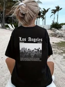 Çocuk Los Angles Baskılı Pamuklu Tshirt - 1
