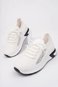 Muggo MARTHA Kadın Kalın Taban Günlük Triko Taşlı Bağcıklı Sneaker Spor Ayakkabı - 7