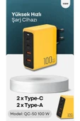 100w GaN3 Pro Masaüstü Süper Hızlı Şarj PD Qualcomm3 Adaptör 2x Type-C 2x UsbA Toplam 4 Port - 1