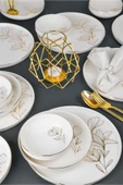 Farika Porselen Asude 18 Parça 6 Kişilik Altın Yaldız Porselen Yemek Takımı - 2
