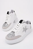 Muggo BONNİE Kadın Kalın Taban Taşlı Leopar Desenli Bağcıklı Günlük Sneaker Spor Ayakkabı - 3
