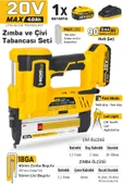SGS5165 - 20 Volt 4 Amper Akülü Zımba ve Çivi Çakma Tabanca Makinası ( Tek Akü ve Şarj Cihazı) - 2