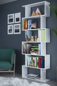 6 Raflı Tek Modül Zigzag Kitaplık Çalışma Odası Ofis Kitaplık - 8