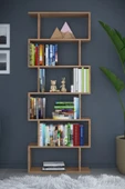 6 Raflı Tek Modül Zigzag Kitaplık Çalışma Odası Ofis Kitaplık - 1