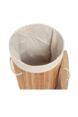 Lorin Katlanır Banyo Bambu Çamaşır Kirli Sepeti Yuvarlak Oval Naturel - 5