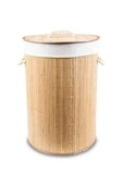 Naturalove Katlanır Bambu Yuvarlak Çamaşır Sepeti - 1
