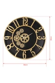 Çarklı Siyah Kasa Gold Rakam Duvar Saati 34 cm - 4