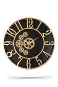Çarklı Siyah Kasa Gold Rakam Duvar Saati 34 cm - 2