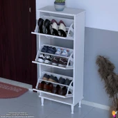 Modilayn VARBİ Kapı Önü 52 x 127 x 25, 5 cm lik 3 Düşer Kapak 6 Göz Raf Bölmeli Ayakkabılık - 1
