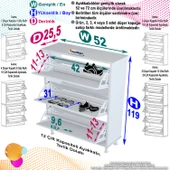 Modilayn VARBİ Antre Hol 72x 127x 26 cm lik 3 Düşer Kapak 6 Göz Bölmeli Ayakkabılık - 9
