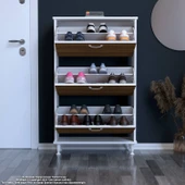 Modilayn VARBİ Antre Hol 52 x 119 x 25, 5 cm lik 3 Düşer Kapak 6 Göz Raf Bölmeli Ayakkabılık - 4