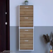 Modilayn UMAY' 2 Li Asma Antre Hol 52 x 148 x 25, 5 cm’ lik 4 Düşer Kapak 8 Göz Bölmeli Ayakkabılık - 4