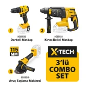 SGS5450 - 20 Volt 4 Amper Akülü Vidalama Matkap - Kırıcı Delici - Avuç Taşlama Combo Set 3 Parça - 1