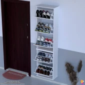 Modilayn VARBİ UMAY' 2 Li Asma Kapı Önü 52 x193x26 cm’ lik 5 Düşer Kapak 10 Göz Bölmeli Ayakkabılık - 1