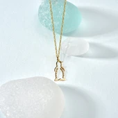 14 Ayar Altın Kaplama Taşlı Zarif Penguan Figür Kolye - CNS00608 - 2