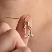 14 Ayar Altın Kaplama Taşlı Zarif Penguan Figür Kolye - CNS00608 - 1